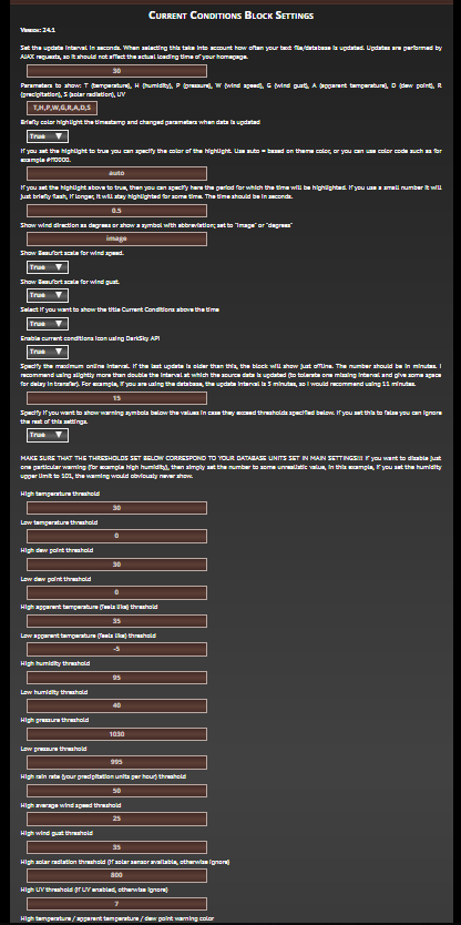 Configurazione blocco "current" - prima parte